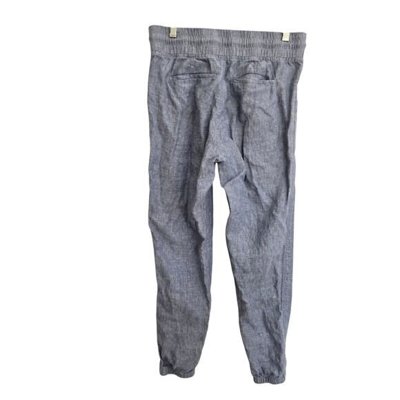 Athleta Cabo Linen Joggers Chambray Blue Elastic Waist Coastal Women 4 - Picture 3 of 11